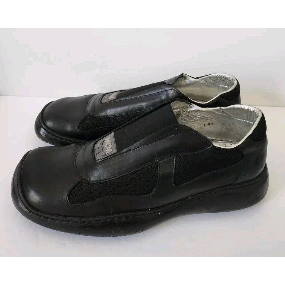 Vtg MCM Men's Black Loafers Leather Moccasins Slip On Shoes Size 10 Eur 43